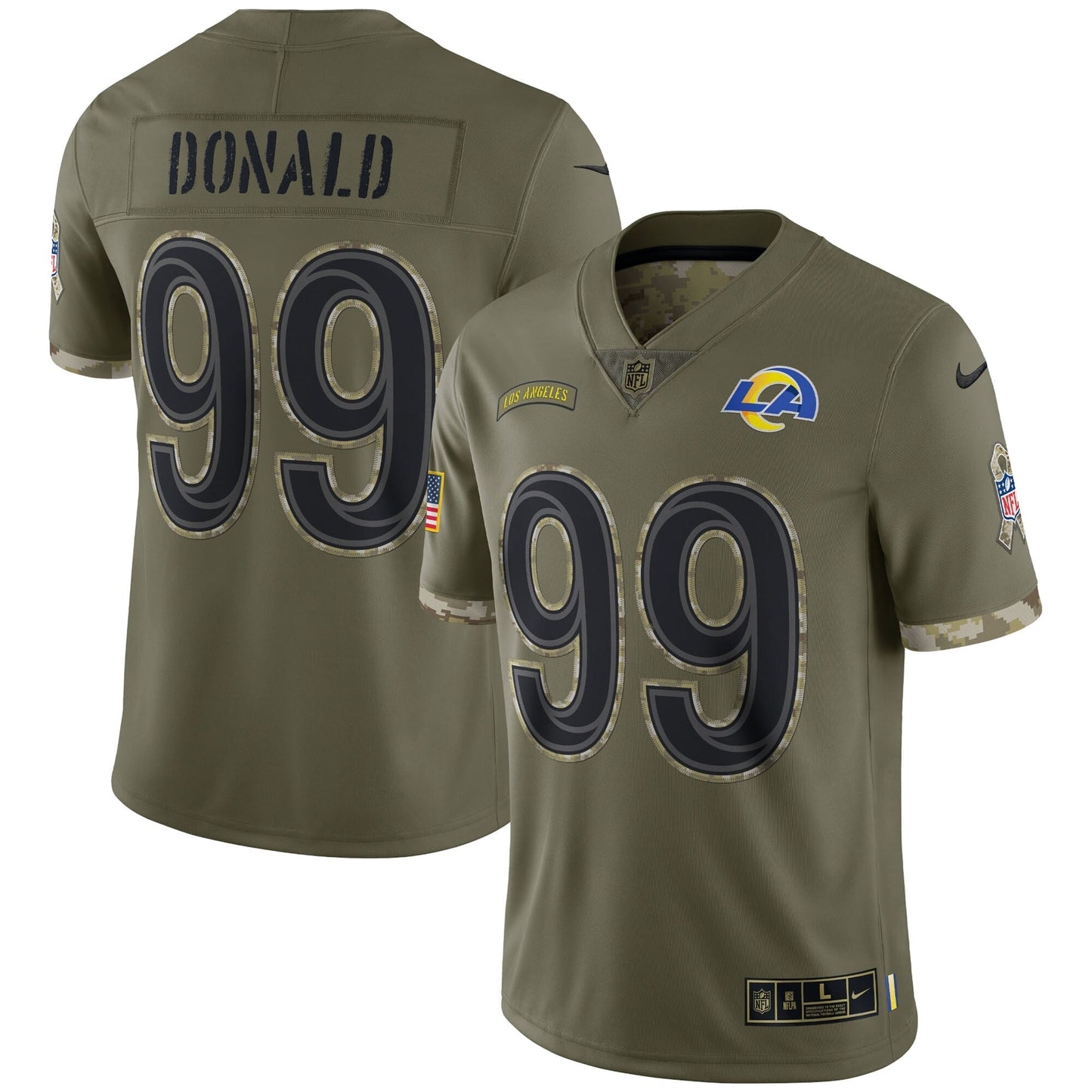 Men's Nike Aaron Donald Olive Los Angeles Rams 2022 Salute To Service Limited Jersey