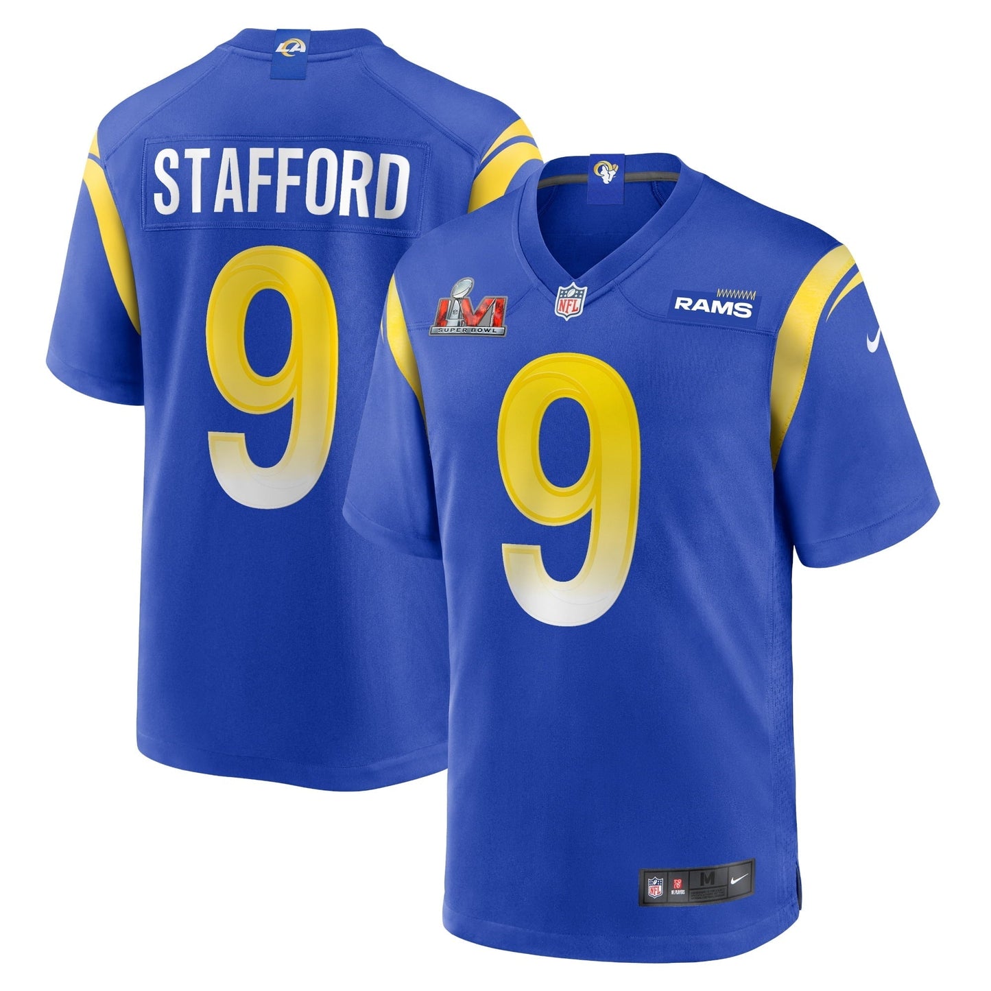 Men's Nike Matthew Stafford Royal Los Angeles Rams Super Bowl LVI Game Patch Jersey